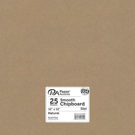 PA Paper&#x2122; Accents Natural 12&#x22; x 12&#x22; 32pt. Heavy Chipboard, 25 Sheets